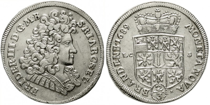 Brandenburg/Preußen
Friedrich III., 1688-1701
2/3 Taler 1689 LCS Berlin. sehr ...