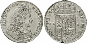 Brandenburg/Preußen
Friedrich III., 1688-1701
2/3 Taler 1690 LCS, Berlin. vorzüglich/Stempelglanz, kl. Schrötlingsfehler am Rand, Zainende