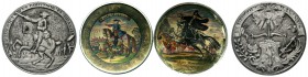 Brandenburg/Preußen
Friedrich II., 1740-1786
Silberne Schraubmedaille o.J. A.d. Siege in den drei Schlesischen Kriegen, Stempel v. A. Remshart, Inha...
