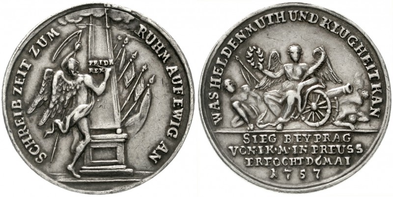 Brandenburg/Preußen
Friedrich II., 1740-1786
Silbermedaille 1757 von Kittel, a...