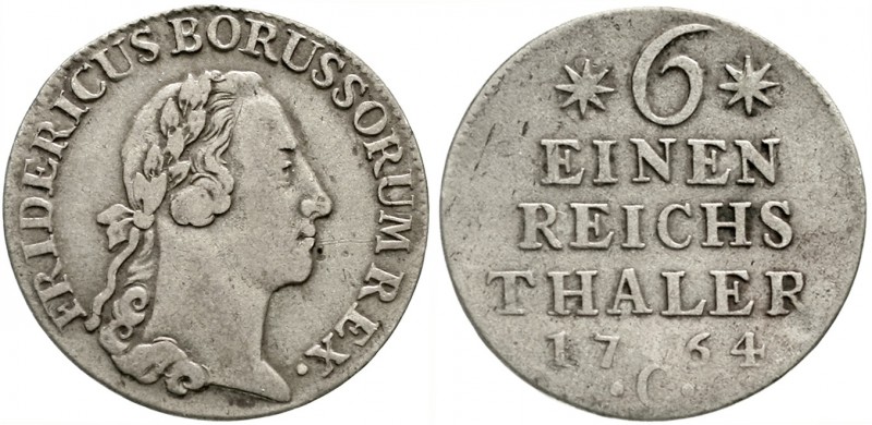 Brandenburg/Preußen
Friedrich II., 1740-1786
1/6 Taler 1764 C, Kleve. sehr sch...