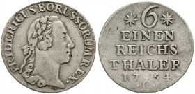 Brandenburg/Preußen
Friedrich II., 1740-1786
1/6 Taler 1764 C, Kleve. sehr schön