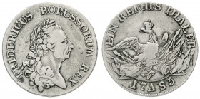 Brandenburg/Preußen
Friedrich II., 1740-1786
Reichstaler 1785 A, Berlin. Greisenantlitz.
fast sehr schön