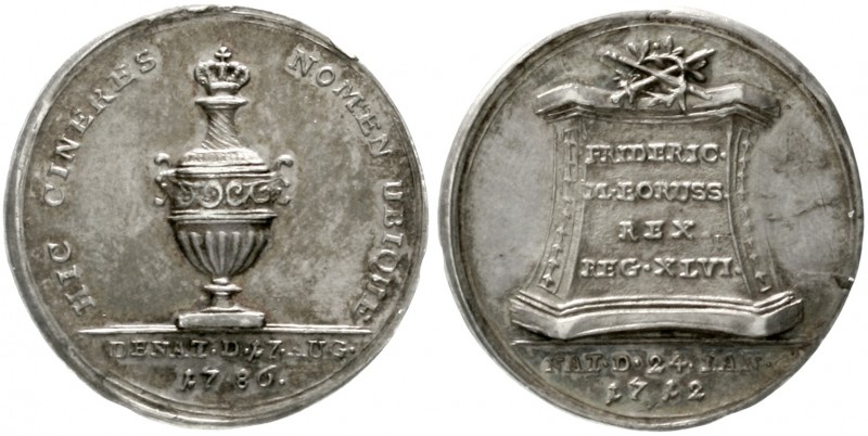 Brandenburg/Preußen
Friedrich II., 1740-1786
Silbermedaille 1786 auf seinen To...