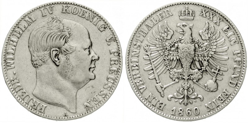 Brandenburg/Preußen
Friedrich Wilhelm IV., 1840-1861
Vereinstaler 1860 A, Berl...