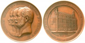 Brandenburg/Preußen
Wilhelm I., 1861-1888
Große Bronzemedaille 1865 der Gebr. Wiener. 50 J. Vereinigung der Rheinprovinz mit Preussen. Köpfe der Kön...