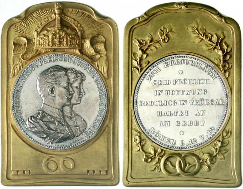 Brandenburg/Preußen
Wilhelm II., 1888-1918
Messingplakette zum 60j. Ehejubiläu...