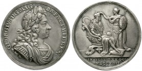 Braunschweig-Calenberg-Hannover
Georg I., 1714-1727
Silbermedaille 1714, von John Croker. Auf seine Krönung zum englischen König. Brustbild nach rec...