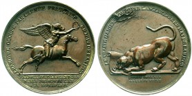 Braunschweig-Calenberg-Hannover
Georg III., 1760-1820
Bronzemedaille 1803 von Jeuffroy. Auf den gebrochenen Frieden von Amiens und die Besetzung Han...