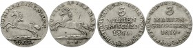 Braunschweig-Calenberg-Hannover
Georg III., 1760-1820
2 Stück: 3 Mariengroschen 1816 und 1819. sehr schön