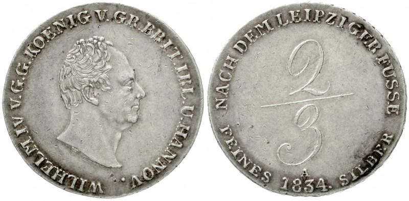 Braunschweig-Calenberg-Hannover
Wilhelm IV., 1830-1837
2/3 Taler 1834 A. Kette...