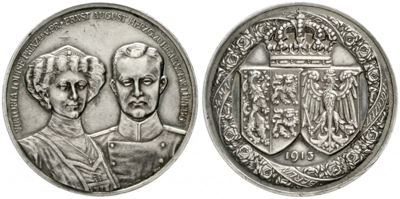 Braunschweig-Wolfenbüttel
Ernst August, 1913-1918
Silbermedaille 1913 v. Lauer...
