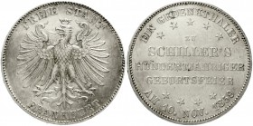 Frankfurt-Stadt
Vereinstaler 1859. Schillers 100 J. Geburtstag.
sehr schön/vorzüglich, winz. Randfehler
