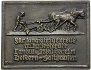 Hagen, Stadt
Eins. Bronzegussplakette o.J. v. Dorn f. langj. treue Mitgliedschaft im landw. Lokalverein Delstern-Holthausen. 96 X 126 mm.
vorzüglich...