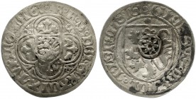Hessen-Haus Brabant
Ludwig I., 1413-1458
Kronichte Groschen o.J. (ab 1436) mit Gegenstempel Rad von Erfurt.
sehr schön