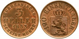Hessen-Kassel
Friedrich Wilhelm I., 1847-1866
3 Heller 1853. vorzüglich/Stempelglanz