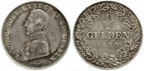 Hessen-Homburg
Ludwig, 1829-1839
1/2 Gulden 1838. sehr schön, schöne Patina