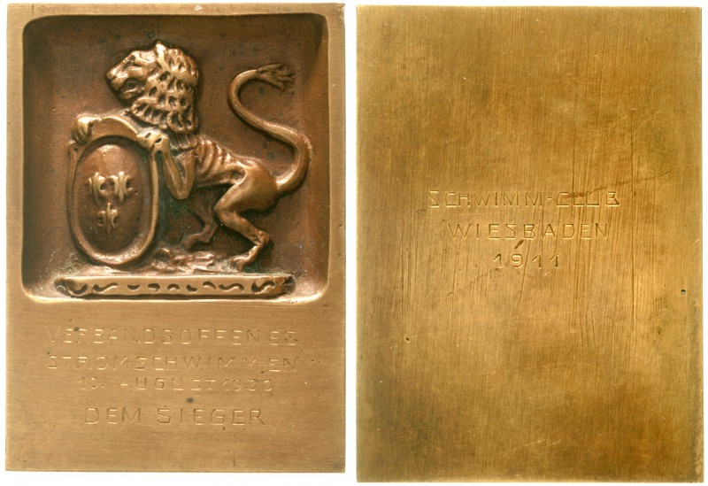 Hessen-Wiesbaden, Stadt
Bronzeguss-Siegerplakette 1930 (graviert) des SC Wiesba...