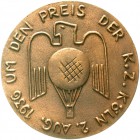 Köln-Stadt
Eins. Bronzegussplakette 1936 a.d. Ballonfahrt um den v.d. Kölnischen Zeitung ausgelobten Preis. 85,8 mm.
sehr schön/vorzüglich