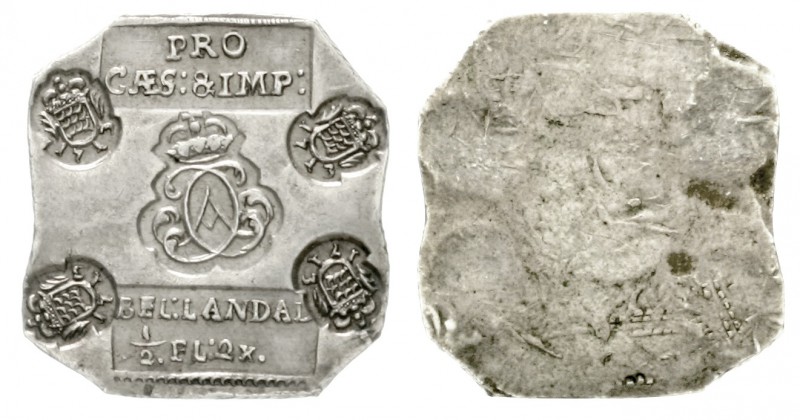 Landau, Stadt
Einseitige Silberklippe zu 1/2 Gulden 2 Kreuzer 1713, Landau. Bel...