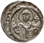 Magdeburg-Erzbistum
Wichmann von Seeburg, 1152-1192
Brakteat o.J. Hl. Moritz mit Schwert und Krone.
vorzüglich, schöne Patina