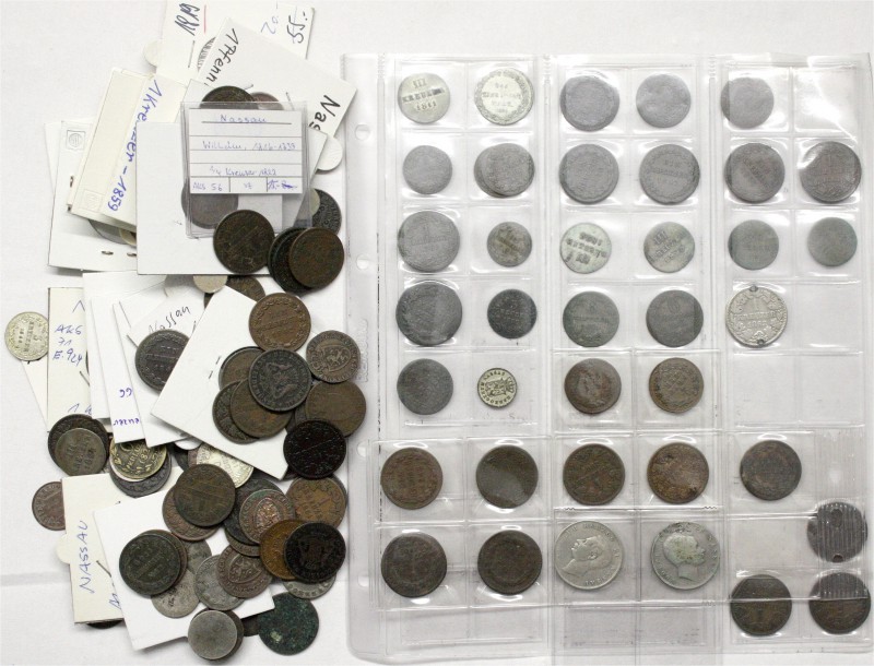 Nassau
Lots
138 Münzen des meist 19. Jh. Vom Kreuzer bis zum 1/2 Gulden. Besic...