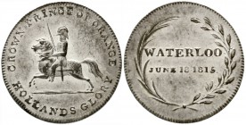 Nassau-Oranien
Engl. versilberter Cu-Jeton 1815, auf den Kronprinz von Oranien und Hollands Ehre in der Schlacht bei Waterloo gegen Napoleons Truppen...