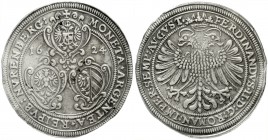Nürnberg-Stadt
Taler 1624. Reichsadler/drei Wappen in Kartuschen. Mmz. Kreuz. Titel Ferdinand II.
sehr schön, kl. Randfehler und Schrötlingsfehler...
