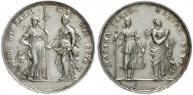 Nürnberg-Stadt
Silbermedaille o.J.(um 1700) von Hautsch, auf Klugheit bei der Wahl einer Ehefrau. Rahel, Ruth / Martha Maria. Erhabene Randschrift: H...