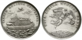 Nürnberg-Stadt
Silbermedaille 1700 von Hermann Haffner, a.d. neue Jahrhundert. Fama über Erdball/Arche Noah. 34 mm, 10,3 g.
fast vorzüglich, beriebe...