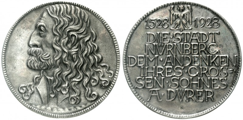 Nürnberg-Stadt
Silbermedaille 1928 von Nida-Rümelin. Die Stadt zum 400. Todesta...