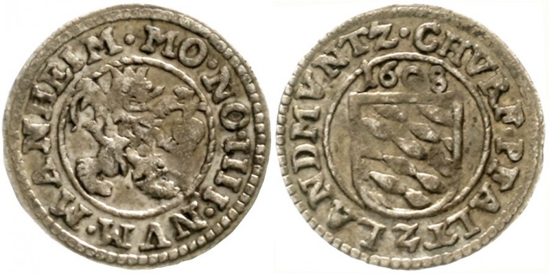 Pfalz-Kurlinie
Friedrich IV., 1592-1610
1/2 Albus (4 Pfennig) 1608, Mannheim. ...