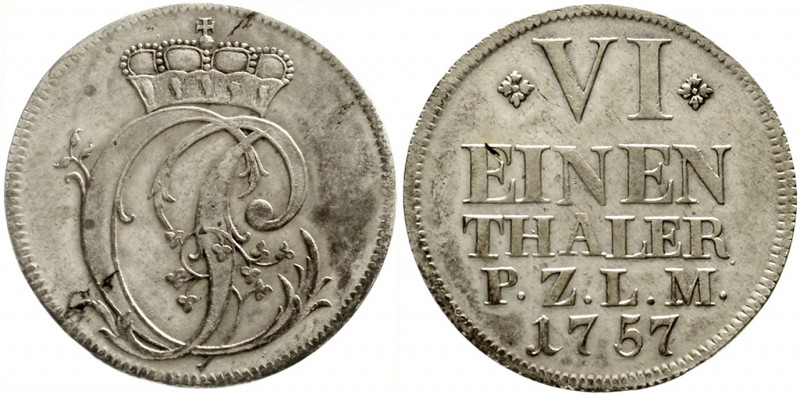 Pfalz-Zweibrücken
Christian IV., 1735-1775
1/6 Taler 1757. vorzüglich, Schrötl...