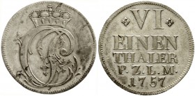 Pfalz-Zweibrücken
Christian IV., 1735-1775
1/6 Taler 1757. vorzüglich, Schrötlingsfehler