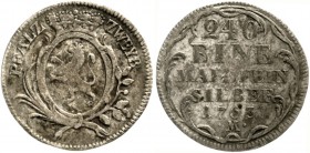 Pfalz-Zweibrücken
Christian IV., 1735-1775
5 Kreuzer 1763 M. fast sehr schön, sehr selten