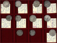 Regensburg- Lots
Schuber mit 11 Pfennigen des 10. und 11. Jh. Teils mit alten Beschreibungszetteln.
meist sehr schön