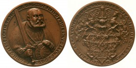Sachsen-Kurfürstentum
Johann Friedrich der Großmütige, 1532-1547
Bronzegussmedaille 1535 (späterer, alter Guss). Nach dem Original aus der Werkstatt...