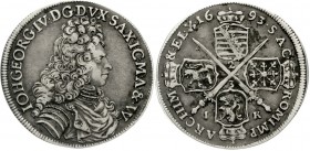 Sachsen-Albertinische Linie
Johann Georg IV., 1691-1694
2/3 Taler (Gulden) 1693 IK, Dresden.
sehr schön