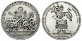 Sachsen-Albertinische Linie
Friedrich August I., 1806-1827
Silbermedaille 1818 von D. F. oder F. W. Loos, auf sein 50jähriges Regierungsjubiläum, ge...