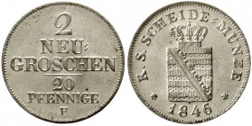 Sachsen-Albertinische Linie
Friedrich August II., 1836-1854
2 Neugroschen 1846 F. fast Stempelglanz