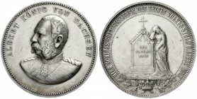 Sachsen-Albertinische Linie
Albert, 1873-1902
Silbermedaille 1902 auf seinen Tod. 41 mm; 31,76 g.
vorzüglich, kl. Kratzer, berieben
