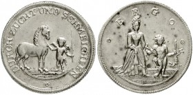 Sachsen-Gotha-Altenburg
Friedrich II., 1691-1732
Silber-Spottmedaille o.J. (um 1700) a.d. Hochzeit. Amor führt Pferd/Amor führt Dame. 28,4 mm, 6,96 ...