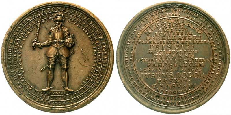 Sachsen-Gotha-Altenburg
Friedrich II., 1691-1732
Satirische Kupfermedaille 173...