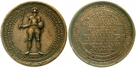 Sachsen-Gotha-Altenburg
Friedrich II., 1691-1732
Satirische Kupfermedaille 1731 von Wermuth. Auf die Bestechlichkeit von Richtern. Stehender Ritter ...