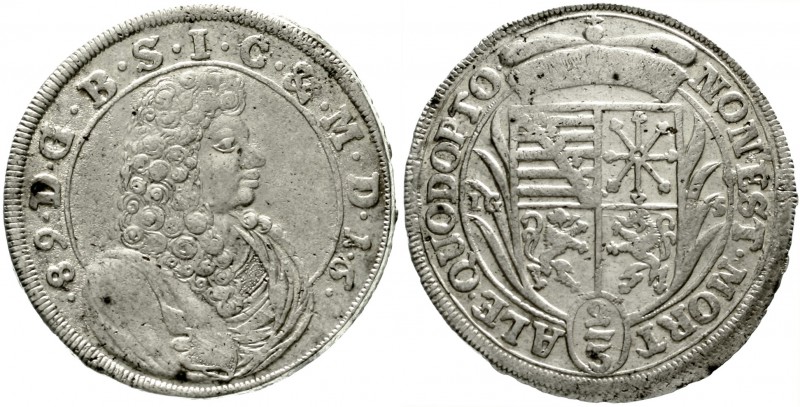 Sachsen-Meiningen
Bernhard, 1680-1706
2/3 Taler (Gulden) 1689 IG S. sehr schön...