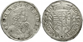 Sachsen-Meiningen
Bernhard, 1680-1706
2/3 Taler (Gulden) 1689 IG S. sehr schön
