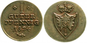 Schaumburg-Lippe
Georg Wilhelm, allein, 1807-1860
1 Guter Pfennig 1824. vorzüglich