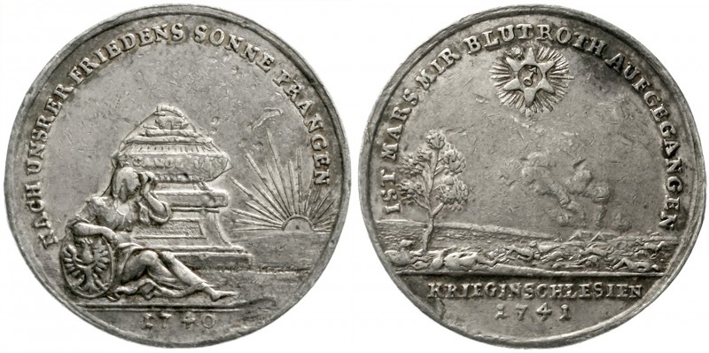 Schlesien
Silbermedaille 1740/1741 a.d. schlesischen Krieg. 32 mm; 9,63 g.
seh...