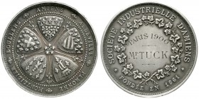 Schlesien-Breslau, Stadt
Silbermedaille 1900 Industriellenverband Amiens, verliehen auf der Pariser Weltausstellung an "Mr. Tuck". 41 mm; 37,15 g.
v...