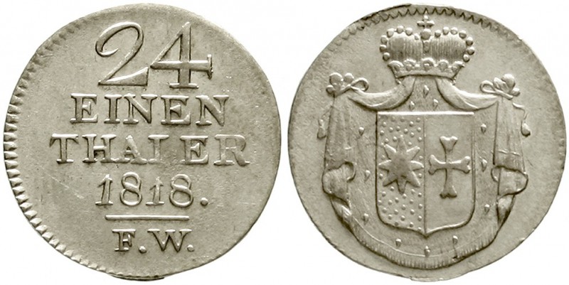 Waldeck
Georg Heinrich, 1813-1845
1/24 Taler 1818 FW. fast vorzüglich